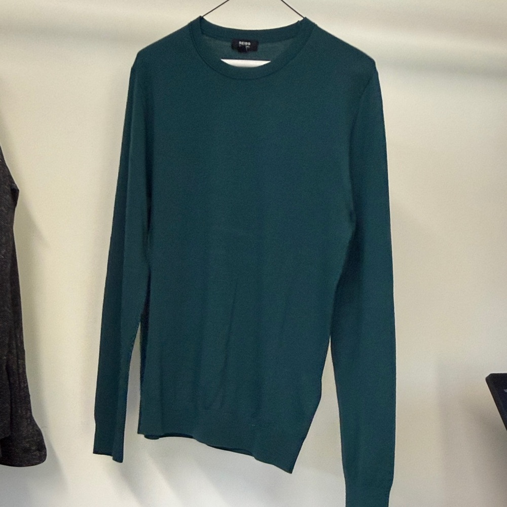 Reiss Men's Merino Wool Crewneck Sweater - Dark Teal